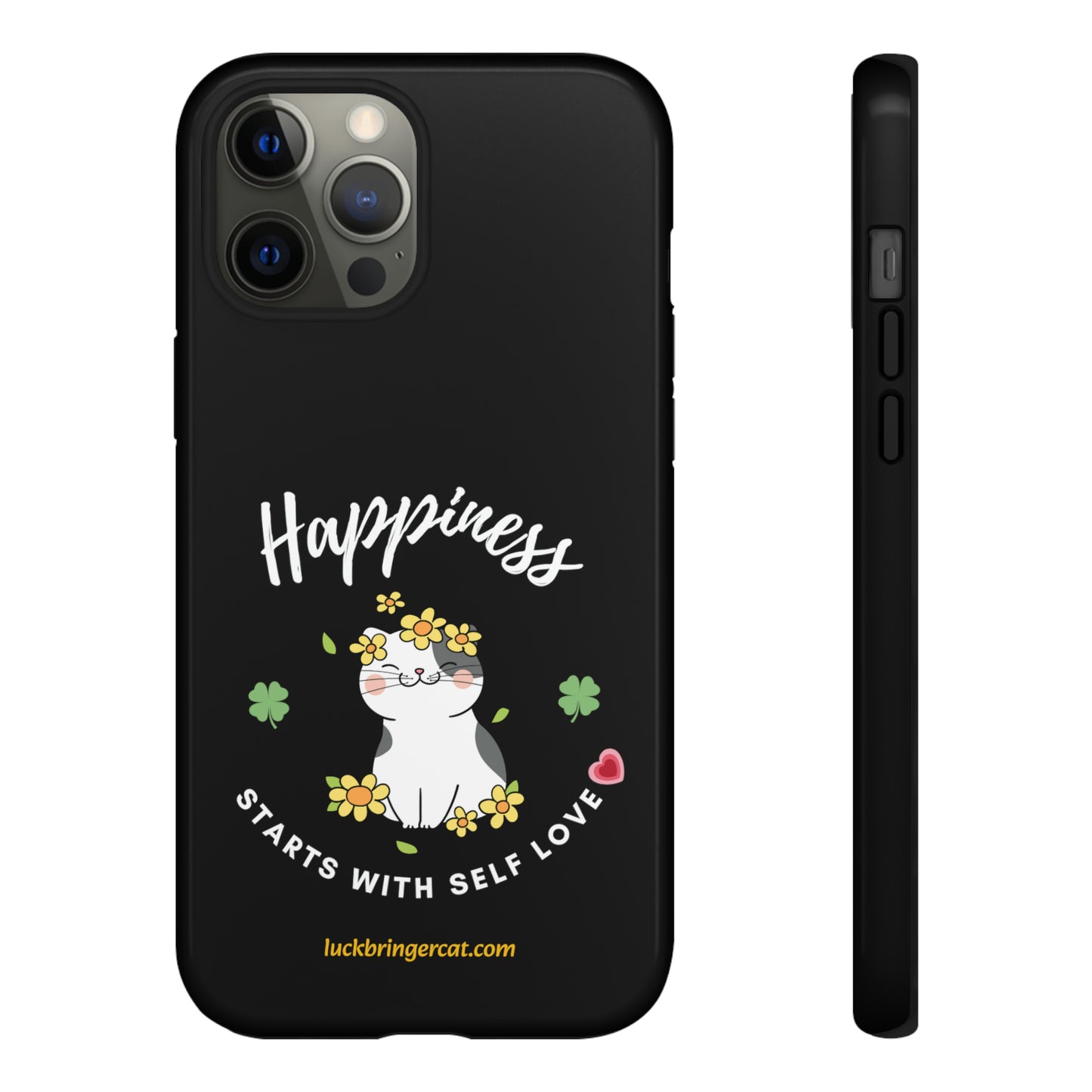 Cat Lovers Phone Case-Black- iPhone, Samsung Galaxy- Happiness - Selflove