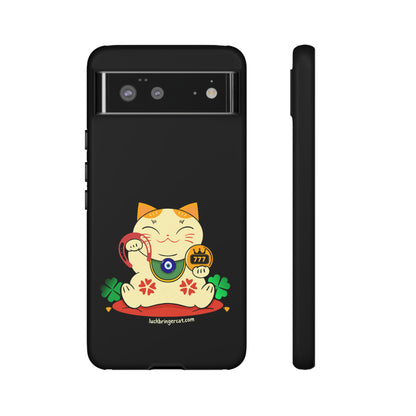 Cat Lovers Tough Phone Case- Lucky Maneki Neko-Black- iPhone, Samsung Galaxy, Google Pixel