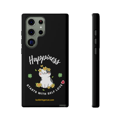 Cat Lovers Phone Case-Black- iPhone, Samsung Galaxy- Happiness - Selflove