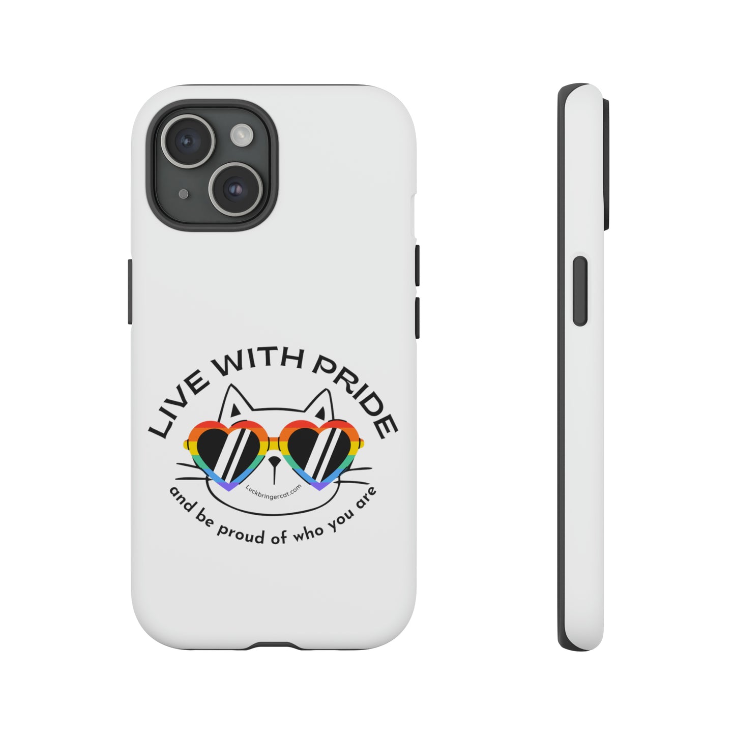 Pride Phone Case-Cat Lovers- iPhone, Samsung Galaxy, Google Pixel-LGBTQ+ Community Support-White