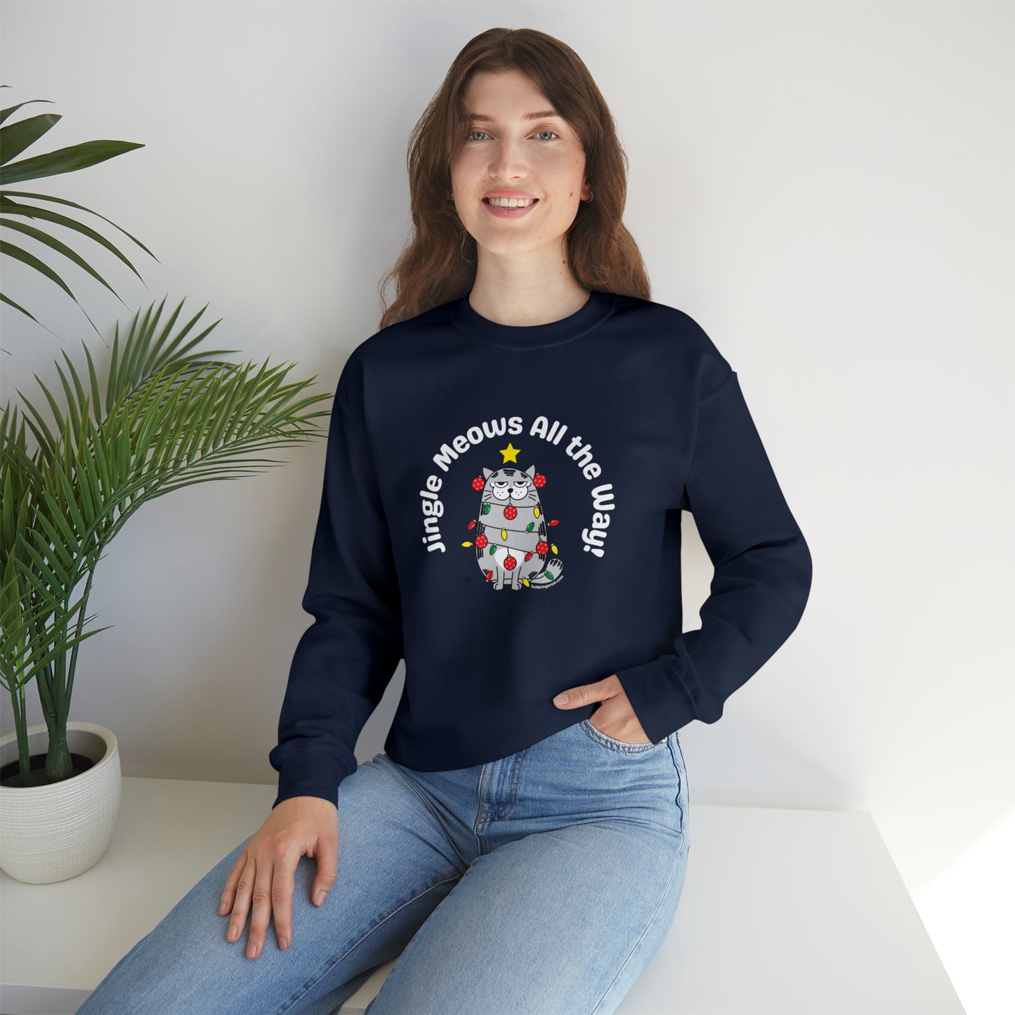 Unisex Crewneck Sweatshirt - Funny Christmas Shirt for Cat Lovers - Jingle Meows All the Way!