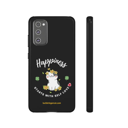 Cat Lovers Phone Case-Black- iPhone, Samsung Galaxy- Happiness - Selflove