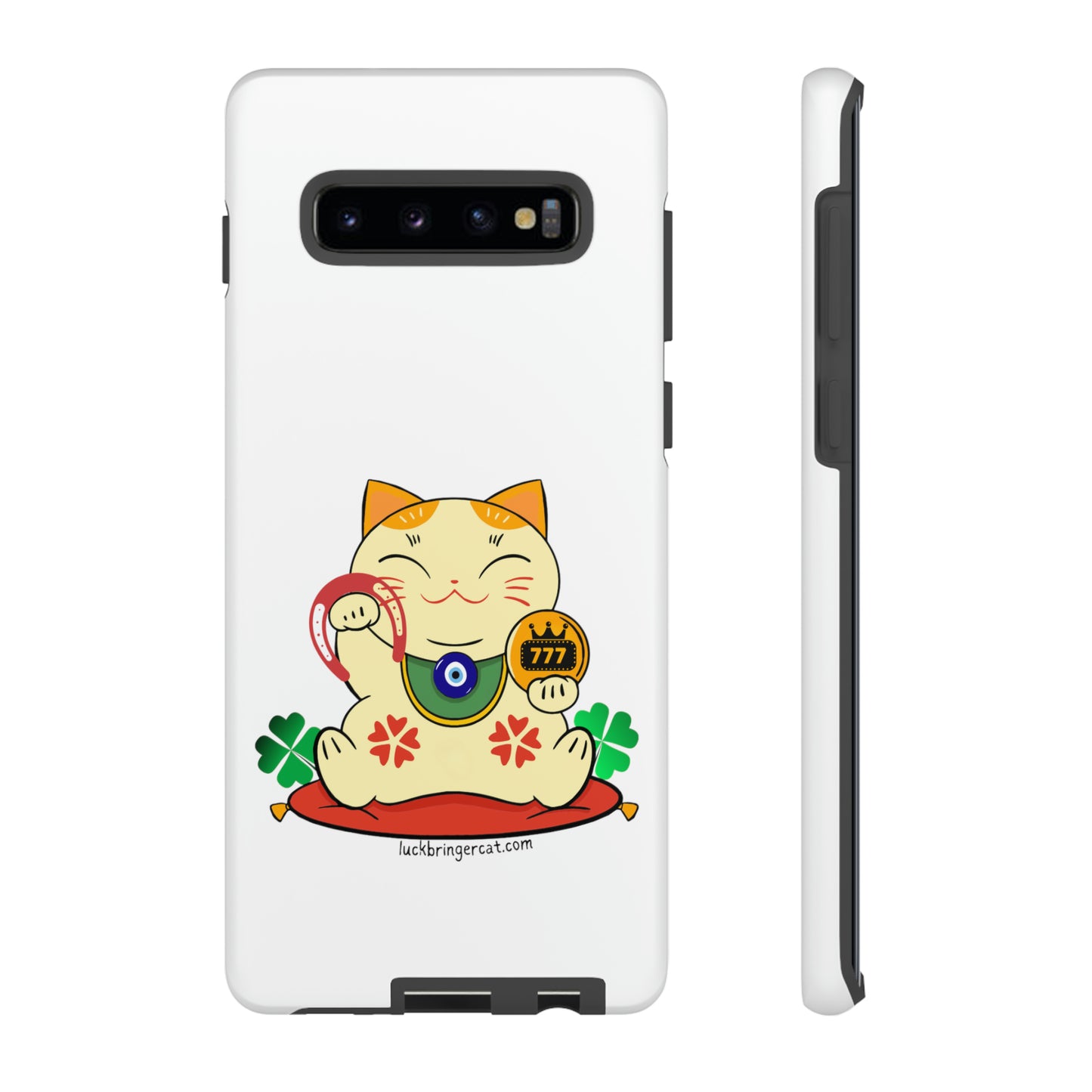 Cat Lovers Tough Phone Case- Maneki Neko Lucky Cat-White- iPhone, Samsung Galaxy, Google Pixel