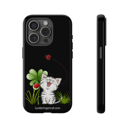 cute cat ladybug phone case- black-iPhone 15 Plus, iPhone 15 Pro, iPhone 15 Pro Max, iPhone 14 Plus, iPhone 14 Pro, iPhone 14 Pro Max, iPhone 13 mini, iPhone 13 Pro, iPhone 13 Pro Max, iPhone 12 mini, iPhone 12 Pro, iPhone 12 Pro Max, iPhone 11 Pro, iPhone 11 Pro Max, iPhone X, iPhone XR, iPhone XS, iPhone XS Max, iPhone 8, iPhone 8 Plus - cat lover mom gift 