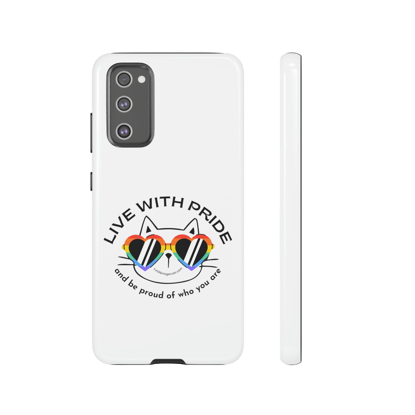 Pride Phone Case-Cat Lovers- iPhone, Samsung Galaxy, Google Pixel-LGBTQ+ Community Support-White