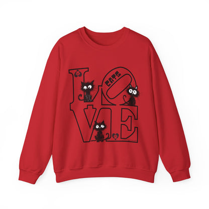 Love Cats Sweatshirt-Funny Cat Lovers Shirt-Valentines Gift