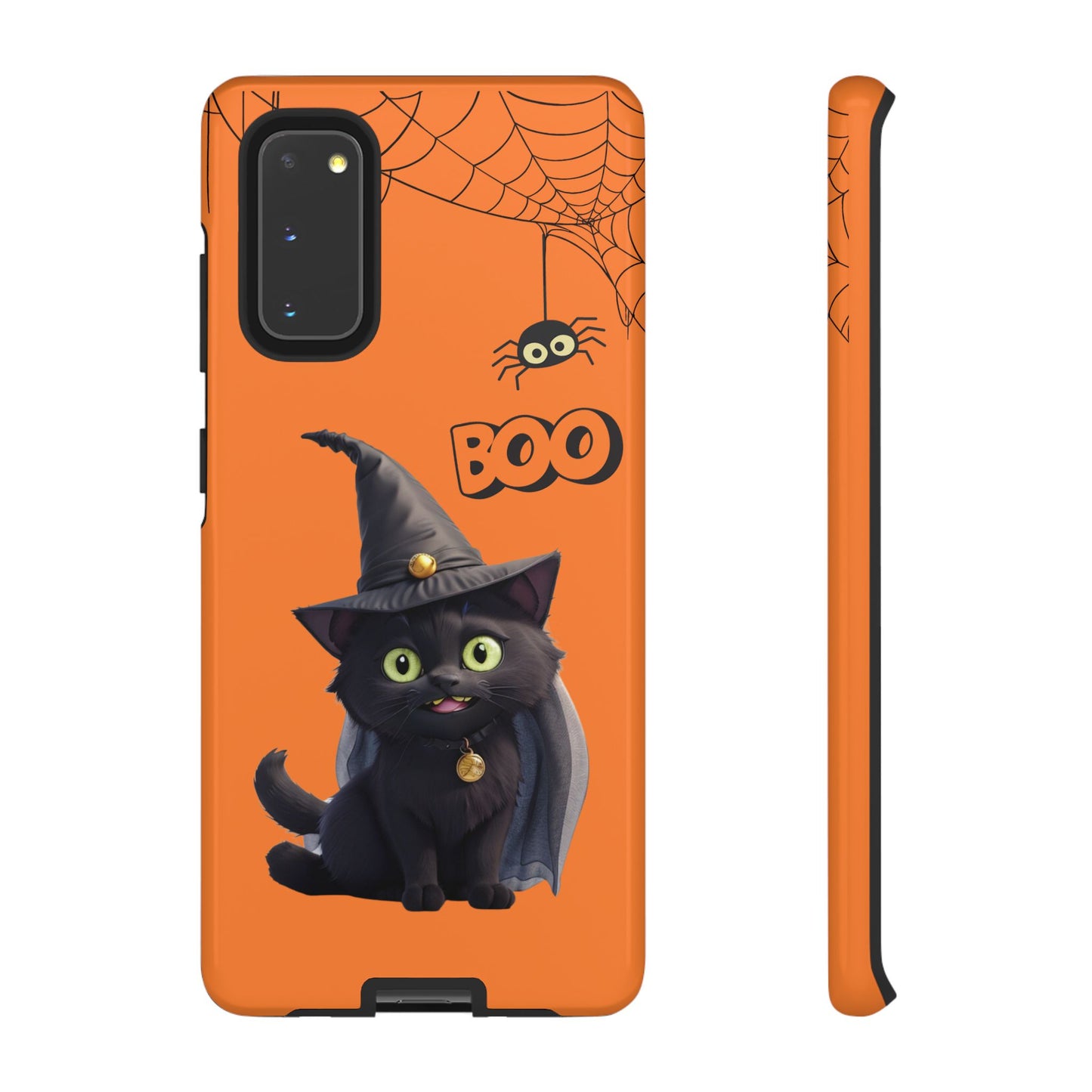 Premium-quality tough protective phone cases for iPhone,  Samsung and Google Phones - Orange - Spooky Halloween Black Cat