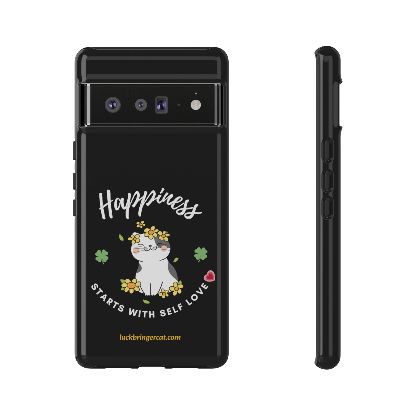 Cat Lovers Phone Case-Black- iPhone, Samsung Galaxy- Happiness - Selflove