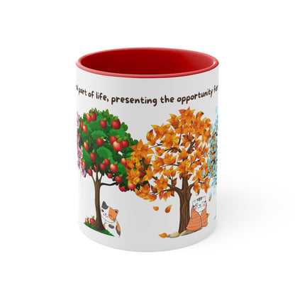 Four Seasons Coffee Mug for Cat Lovers - Change Is an Opportunity for New Beginnings