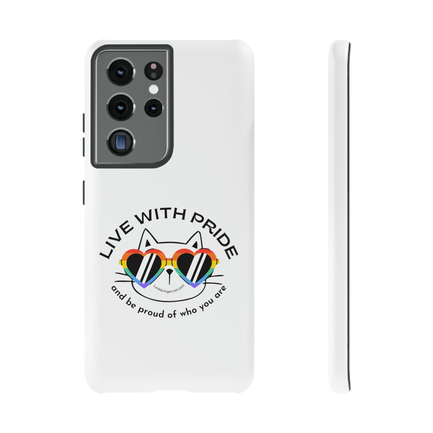 Pride Phone Case-Cat Lovers- iPhone, Samsung Galaxy, Google Pixel-LGBTQ+ Community Support-White