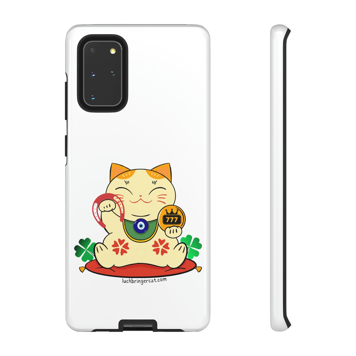 Cat Lovers Tough Phone Case- Maneki Neko Lucky Cat-White- iPhone, Samsung Galaxy, Google Pixel