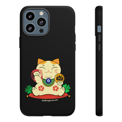 Cat Lovers Tough Phone Case- Lucky Maneki Neko-Black- iPhone, Samsung Galaxy, Google Pixel