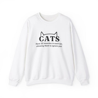 Crewneck Sweatshirt- Funny Sweater For Cat Lovers-Cats Have 32 Muscles