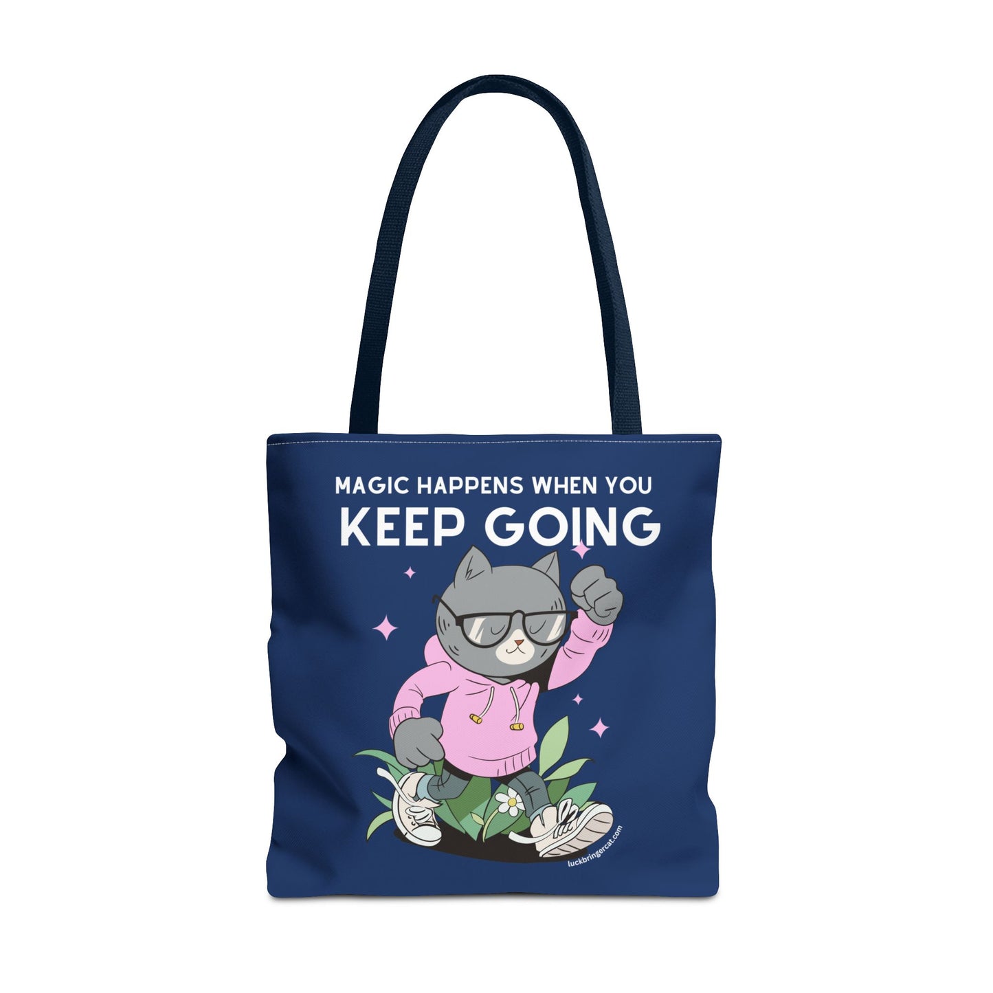 Motivational Tote Bag - Magic Happens When You Keep Going - Inspirational Gift for Dreamers and Go-Getters