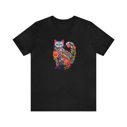 Floral Cat Graphic T-shirt - Cat Lovers Tee