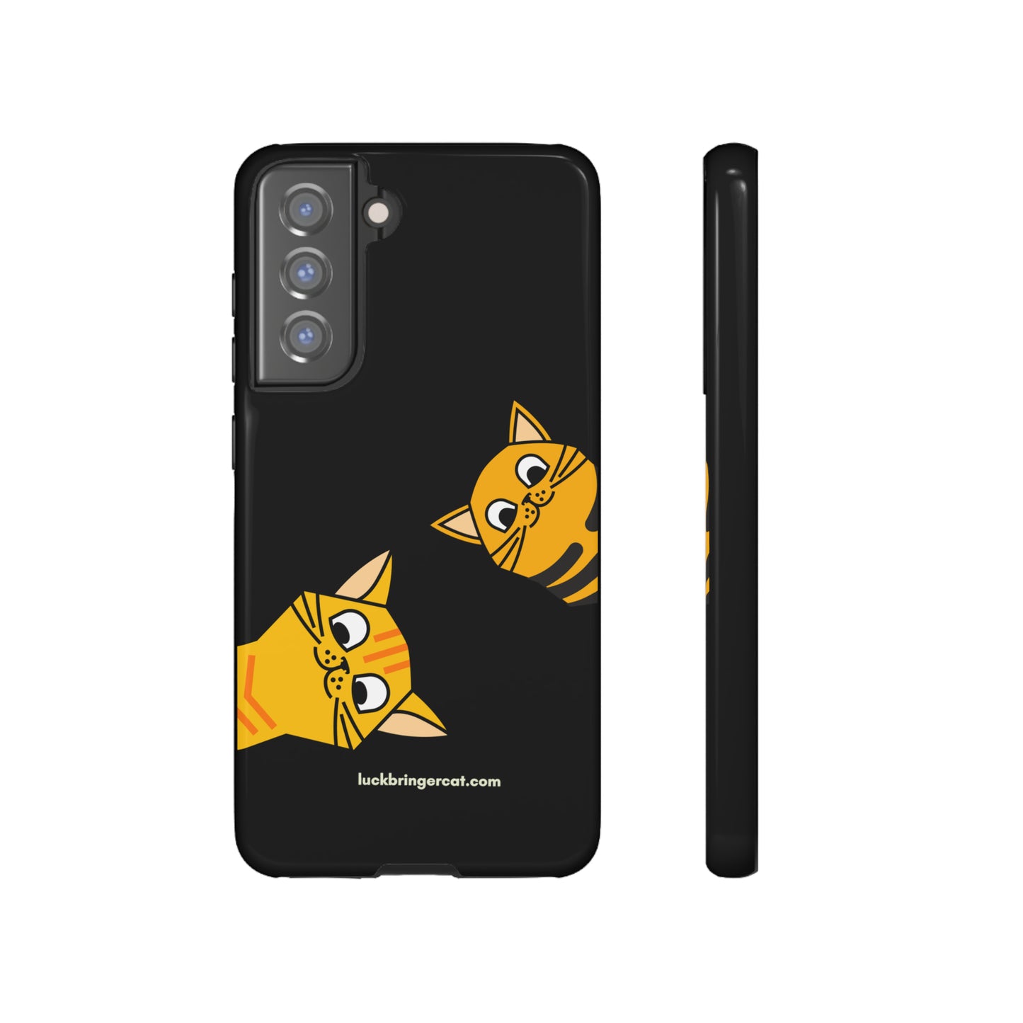 Cat Lovers Phone Case With Funny Orange Cats- iPhone, Samsung Galaxy and Google Pixel-Black