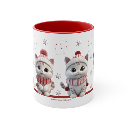 Christmassy Coffee Mug for Cat Lovers with Cute 3D Kittens