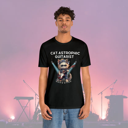 Unisex Cotton T-shirt - Catastrophic Guitarist Shirt for Cat Lovers