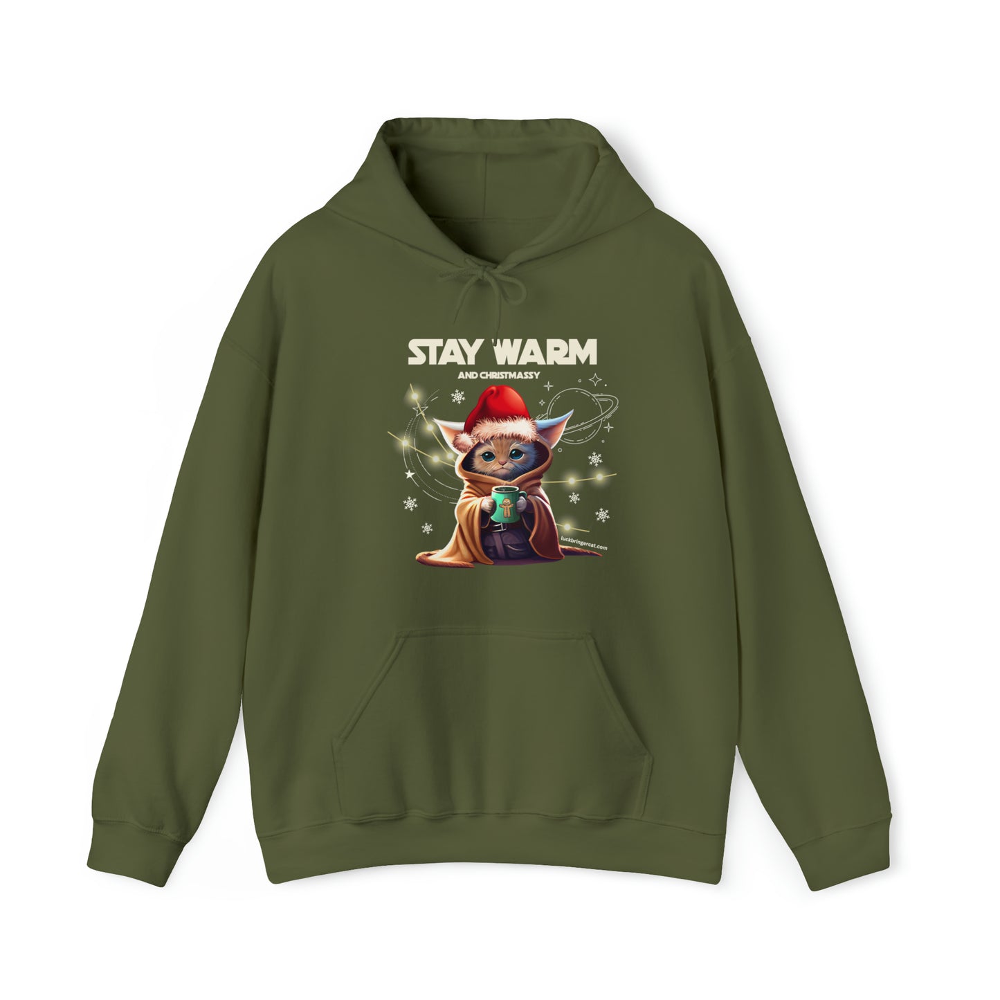 Graphic Christmas Hooded Sweatshirt for Cat Lovers - Stay Warm and Christmassy Hoodie