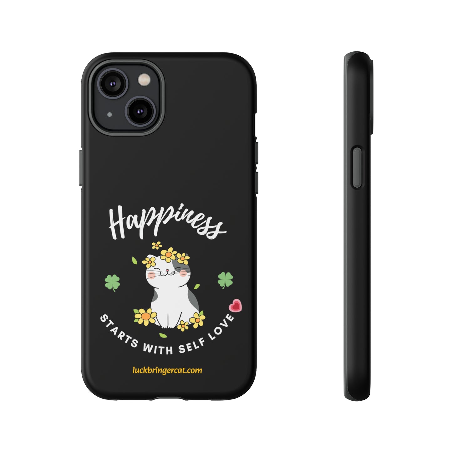 Cat Lovers Phone Case-Black- iPhone, Samsung Galaxy- Happiness - Selflove