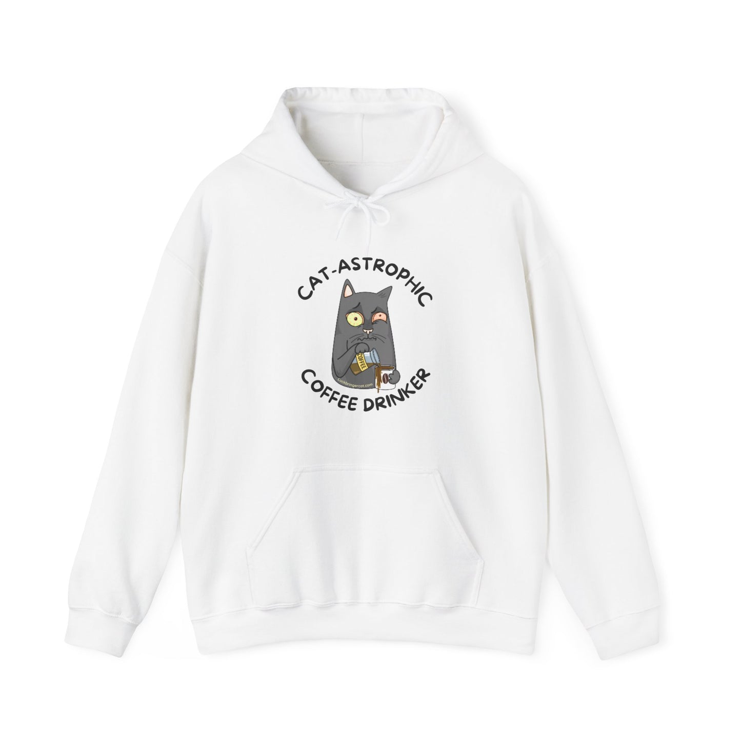 Funny Cat Coffee Lovers Hooded Sweatshirt-Catastrophic Coffee Drinker Graphic Hoodie