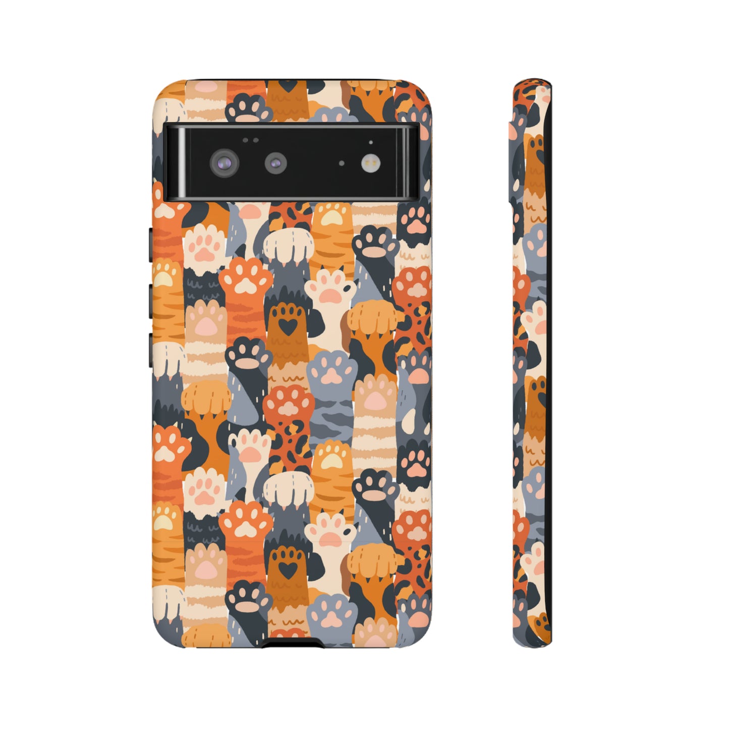 cats dogs pets lovers phone case with colorful paws- gift for animal lovers cat moms dog mums dads -Google Pixel 7, Google Pixel 6 Pro, Google Pixel 6, Google Pixel 5 5G