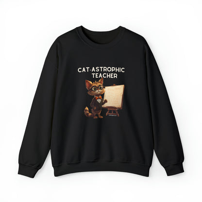 Teachers' Funny Sweatshirt - Unisex Sweater for Cat Lover Teachers - Catastrophic Teacher