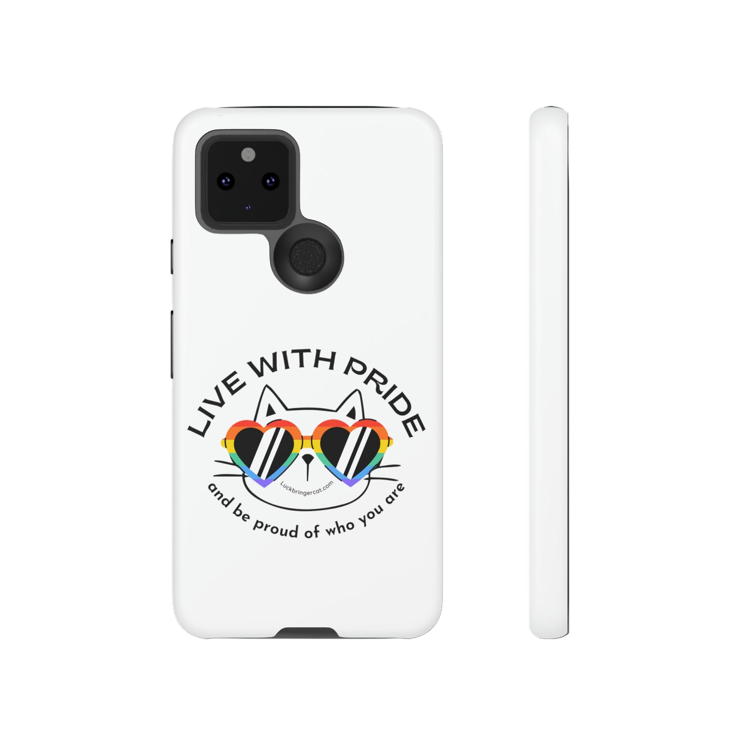 Pride Phone Case-Cat Lovers- iPhone, Samsung Galaxy, Google Pixel-LGBTQ+ Community Support-White