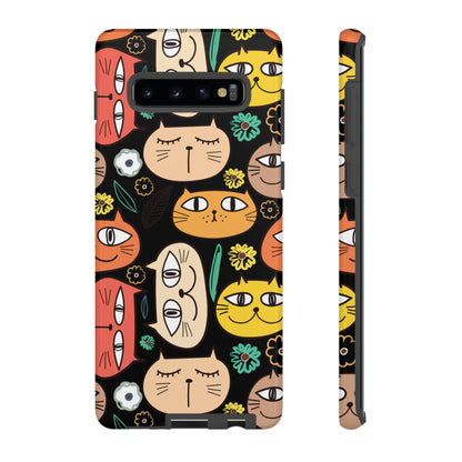 Premium-quality tough protective phone cases for iPhone, Samsung and Google - Black With Cute Colorful Cartoon Cats