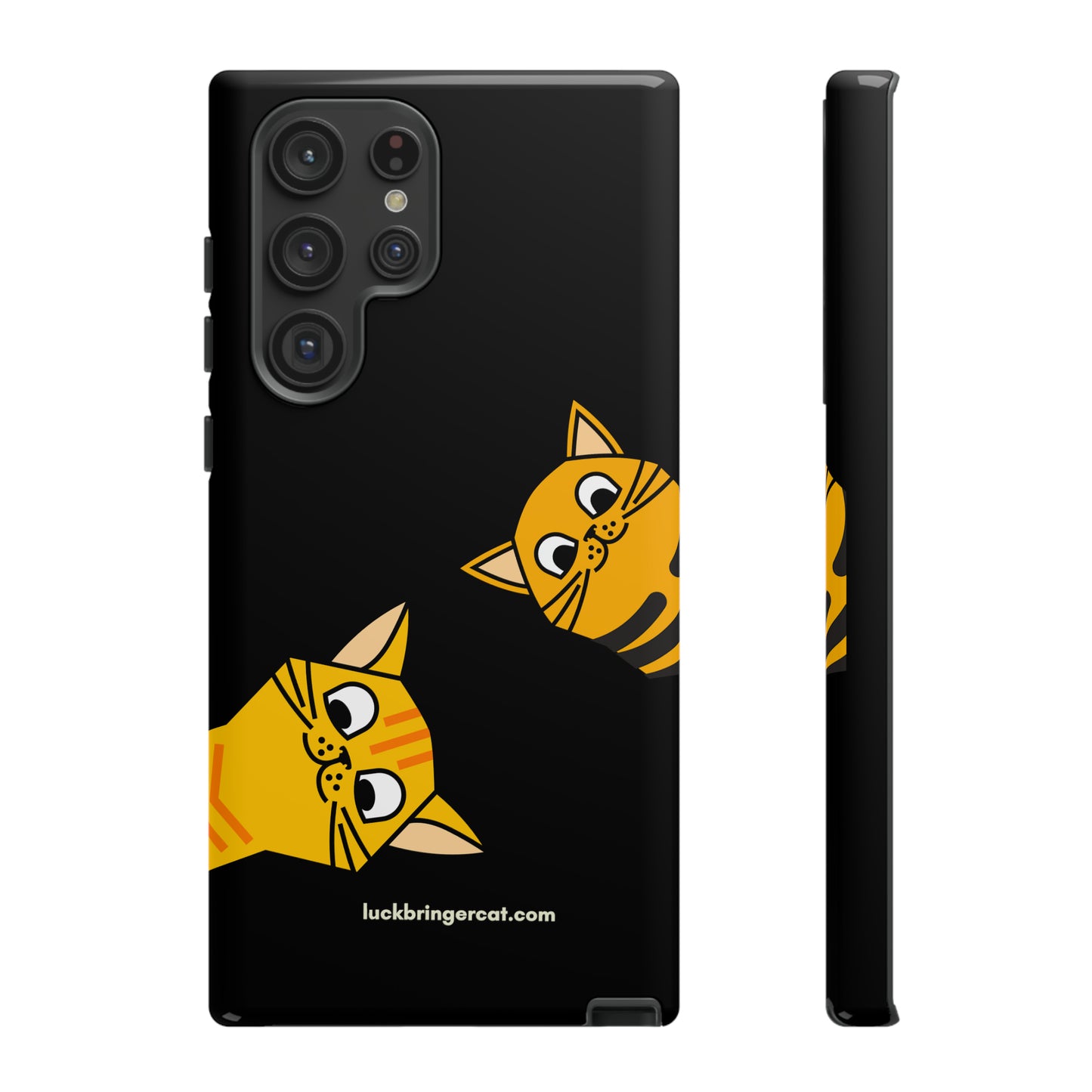 Cat Lovers Phone Case With Funny Orange Cats- iPhone, Samsung Galaxy and Google Pixel-Black