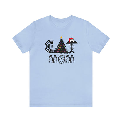 Cat Mom Christmas T-shirt With Black Cats Christmas Tree