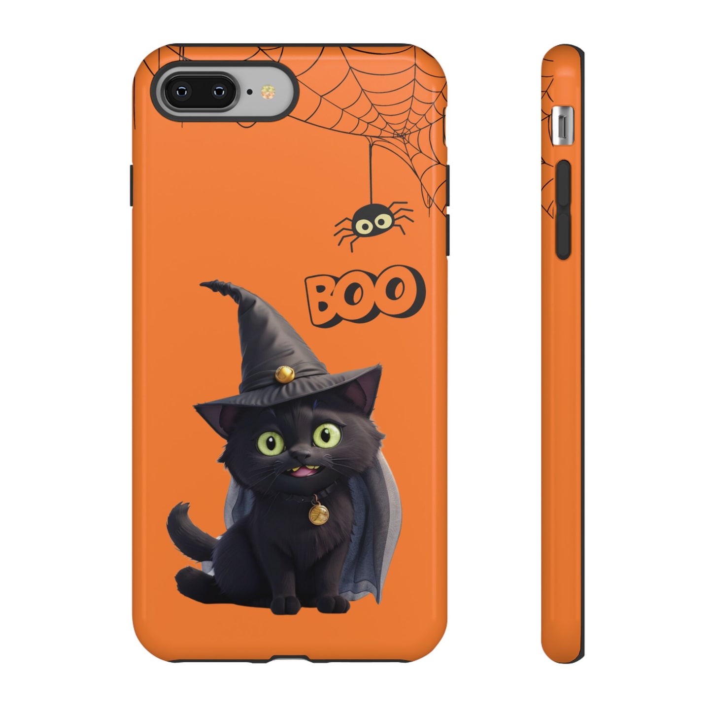 Premium-quality tough protective phone cases for iPhone,  Samsung and Google Phones - Orange - Spooky Halloween Black Cat