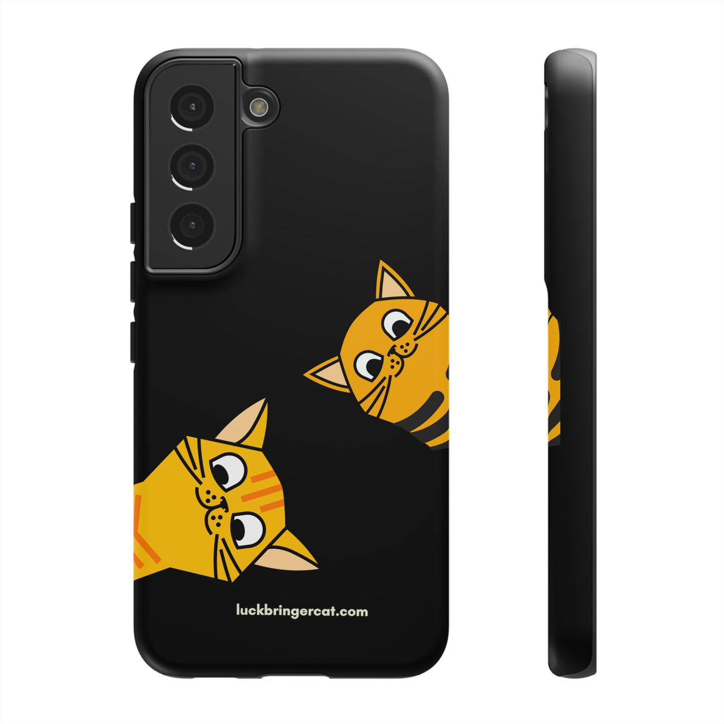 Cat Lovers Phone Case With Funny Orange Cats- iPhone, Samsung Galaxy and Google Pixel-Black