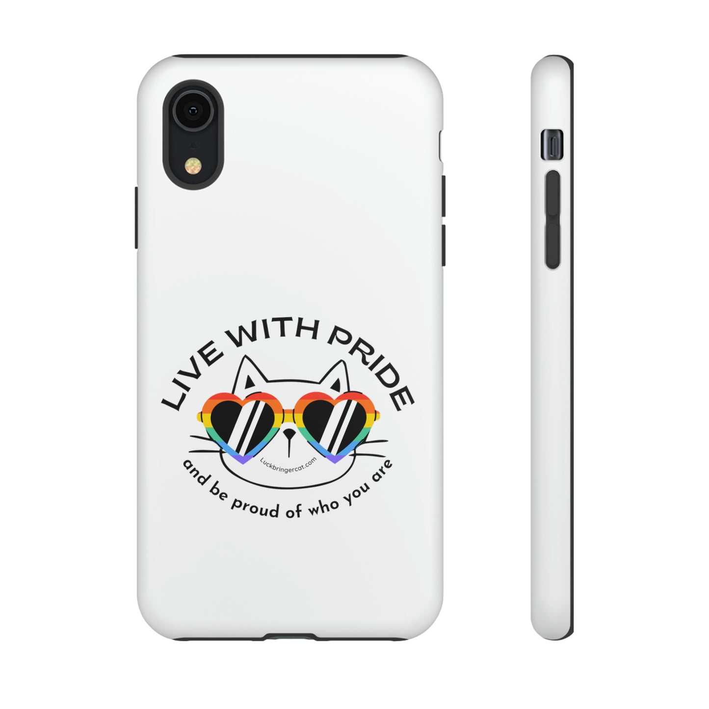 Pride Phone Case-Cat Lovers- iPhone, Samsung Galaxy, Google Pixel-LGBTQ+ Community Support-White