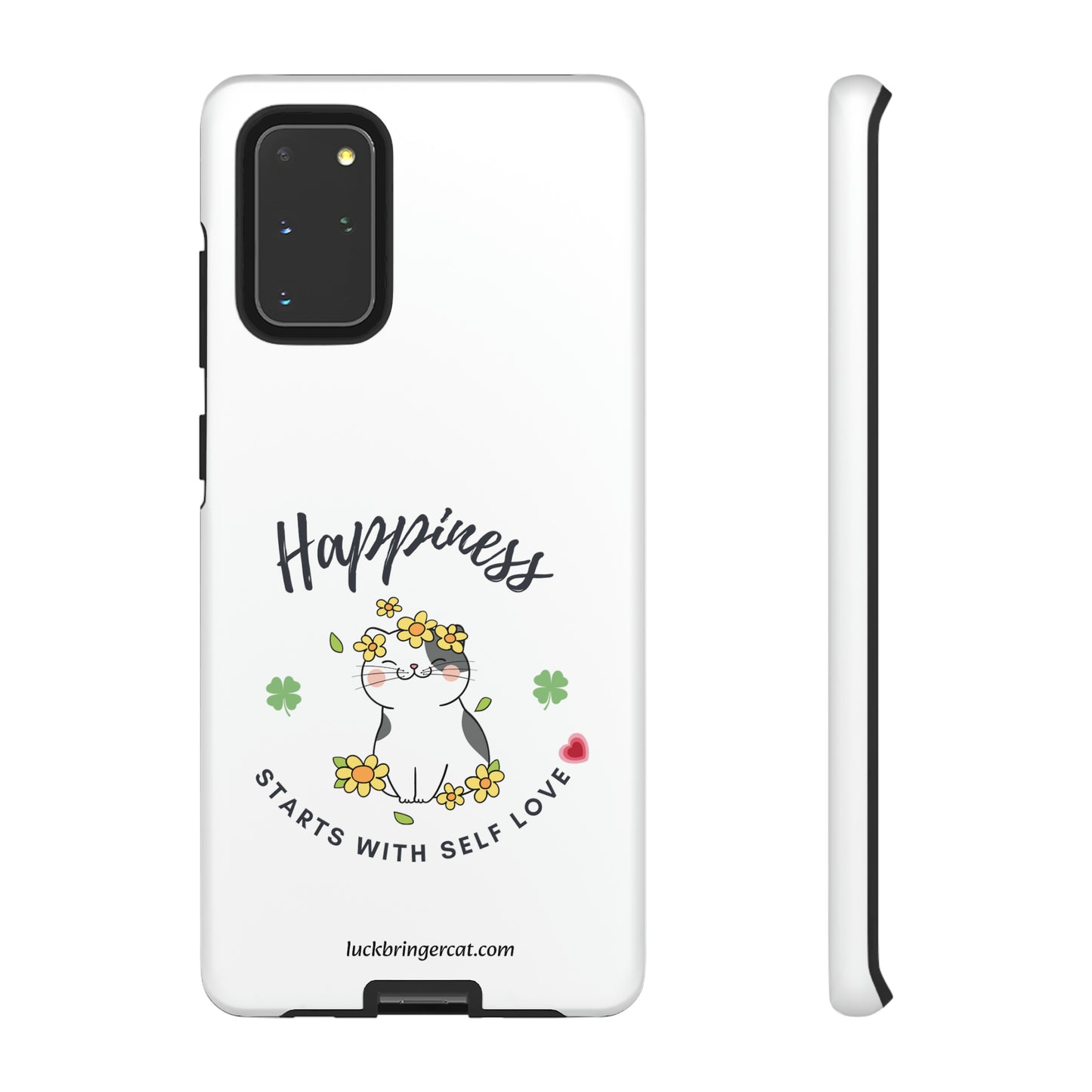 Cat Lovers Selflove  Phone Case- iPhone, Samsung Galaxy, Google Pixel- White- Happiness