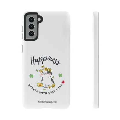 Selflove Happiness Lucky Cat Lover White Phone Case -Cat mom cat mum gift- Samsung Galaxy S23, Samsung Galaxy S23 Plus, Samsung Galaxy S23 Ultra, Samsung Galaxy S22, Samsung Galaxy S22 Plus, Samsung Galaxy S22 Ultra, Samsung Galaxy S21, Samsung Galaxy S21 FE, Samsung Galaxy S21 Plus, Samsung Galaxy S21 Ultra, Samsung Galaxy S20, Samsung Galaxy S20 FE, Samsung Galaxy S20 Plus, Samsung Galaxy S20 Ultra, Samsung GalaxyS10, Samsung Galaxy S10E, Samsung Galaxy S10 Plus 