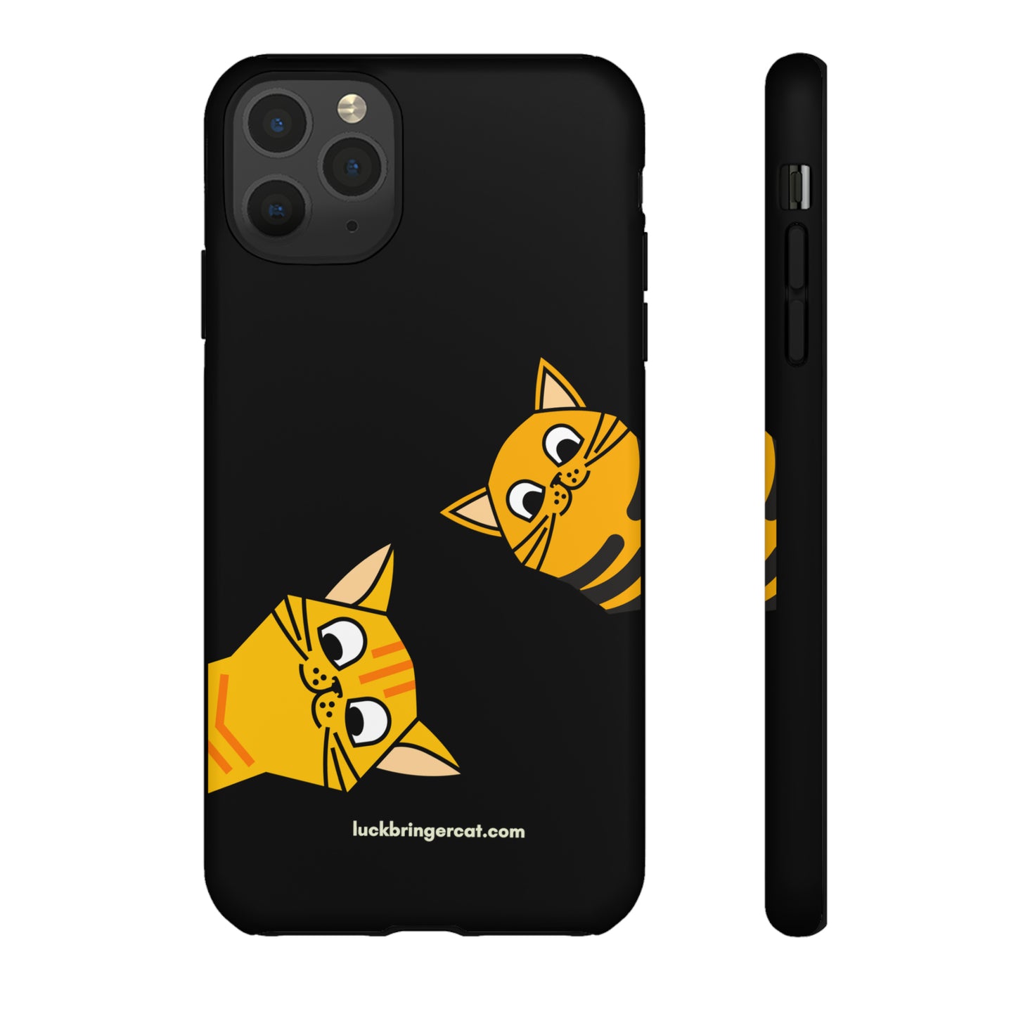 Cat Lovers Phone Case With Funny Orange Cats- iPhone, Samsung Galaxy and Google Pixel-Black