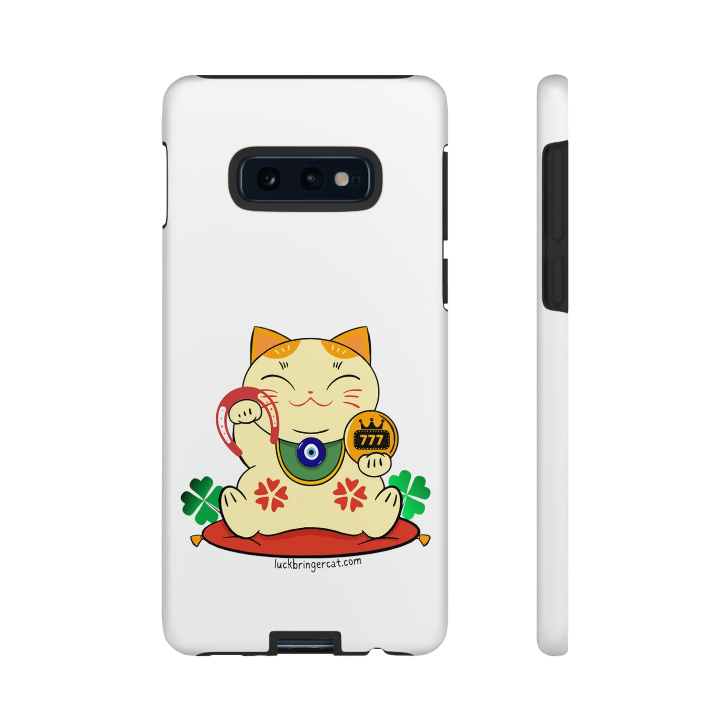 Cat Lovers Tough Phone Case- Maneki Neko Lucky Cat-White- iPhone, Samsung Galaxy, Google Pixel