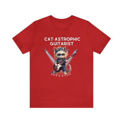 Unisex Cotton T-shirt - Catastrophic Guitarist Shirt for Cat Lovers