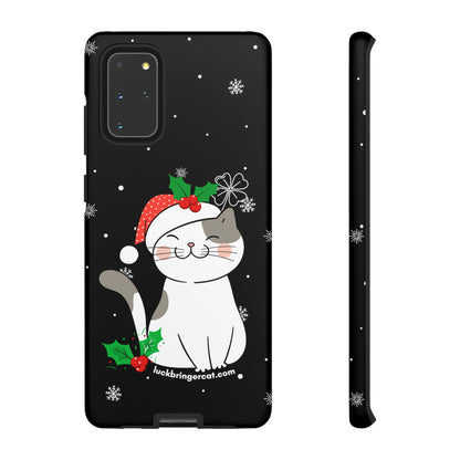 Cat Lovers Christmas Phone Case-iPhone, Samsung Galaxy,Google Pixel- Black With Cute Kitten