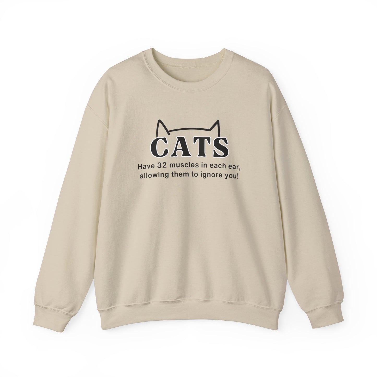 Crewneck Sweatshirt- Funny Sweater For Cat Lovers-Cats Have 32 Muscles