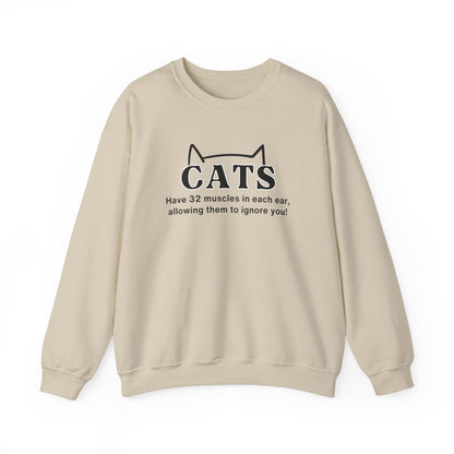 Crewneck Sweatshirt- Funny Sweater For Cat Lovers-Cats Have 32 Muscles