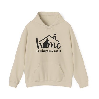 Hooded sweatshirt-Home is where my cat is