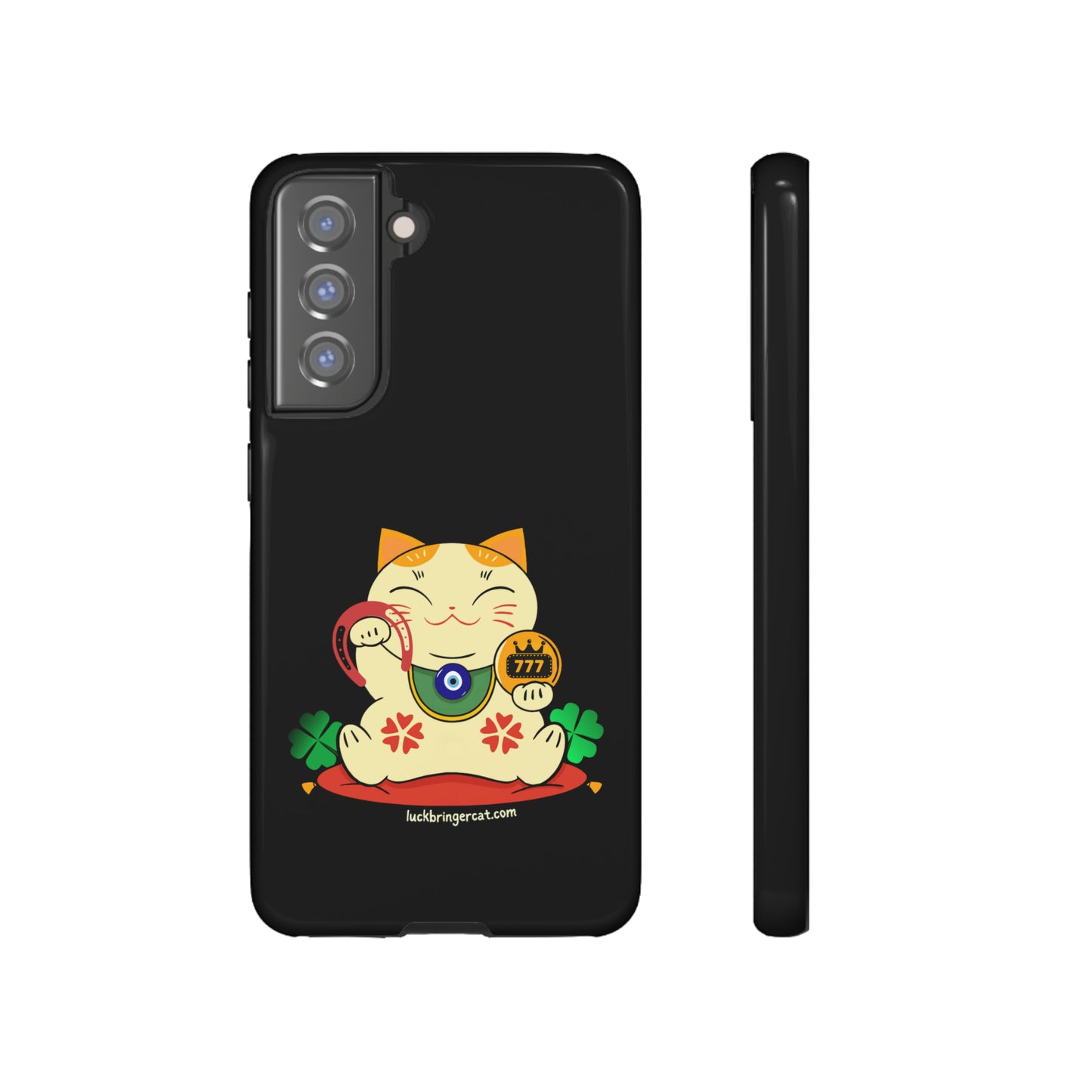 Cat Lovers Tough Phone Case- Lucky Maneki Neko-Black- iPhone, Samsung Galaxy, Google Pixel