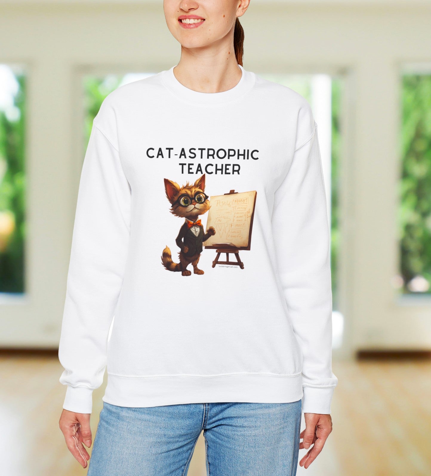 Funny Teacher Sweater with Cute Cat Teaching  - Teacher Gift 