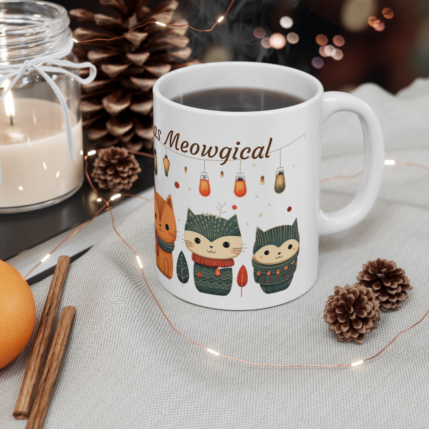 Cat Lovers Christmas Mug - Cats Make Christmas Meowgical