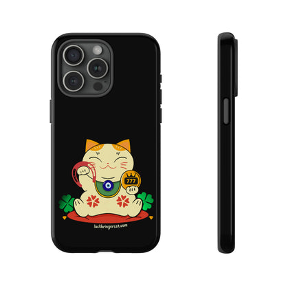 Cat Lovers Tough Phone Case- Lucky Maneki Neko-Black- iPhone, Samsung Galaxy, Google Pixel