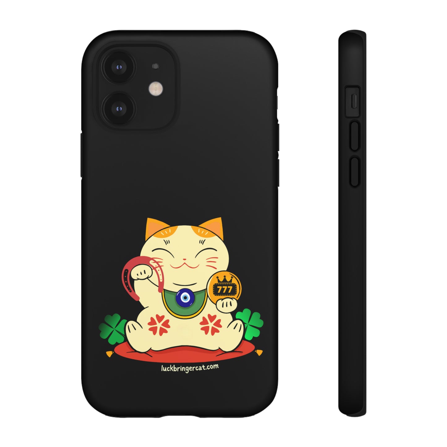 Cat Lovers Tough Phone Case- Lucky Maneki Neko-Black- iPhone, Samsung Galaxy, Google Pixel