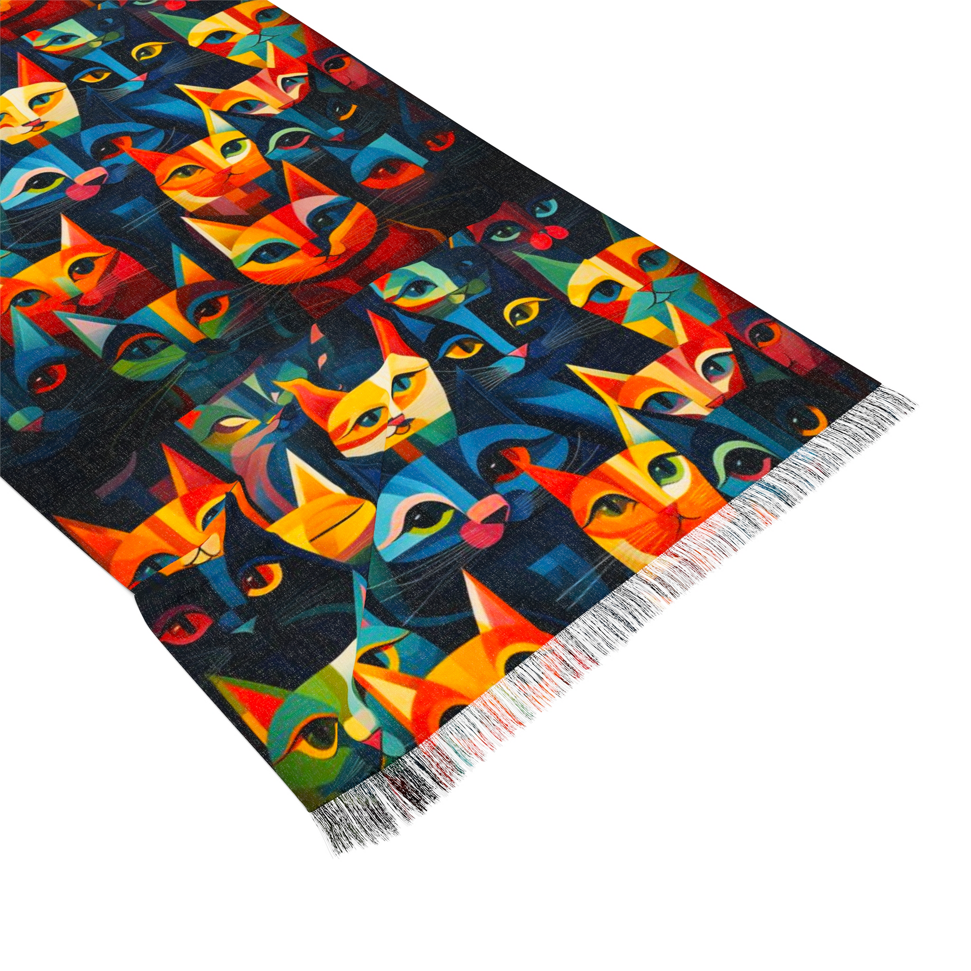 Cat and Art Lovers Scarf-Pablo Picasso Inspired Cubism-Chic Modern Art Pattern- cat mom gift-cat mum scarf-modern art lover gift