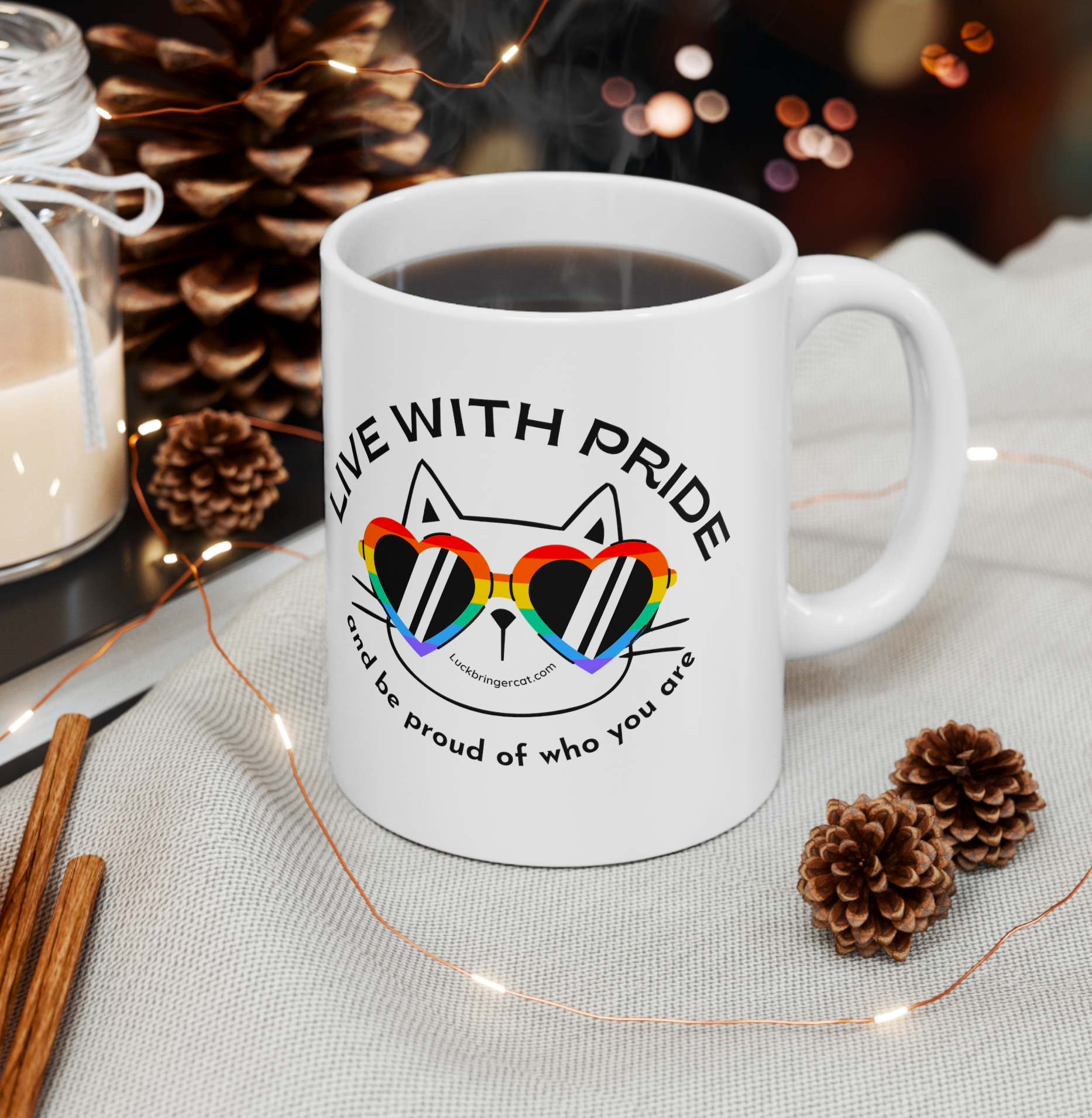 Ceramic Coffee Mug-LGBTQ+ Community Support-Cat Pride Cup-Pride Gift- Gay Gift-Lesbian Gift